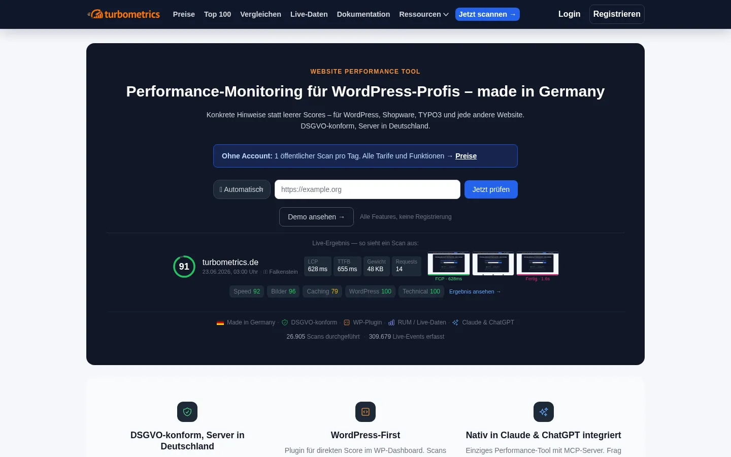 Screenshot https://turbometrics.de/