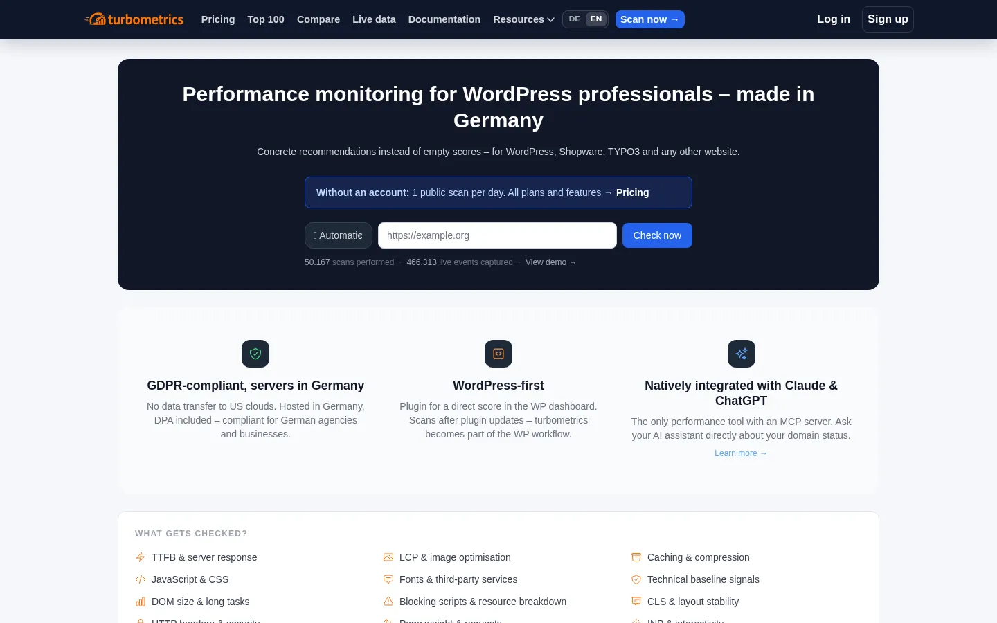 Screenshot https://turbometrics.io/