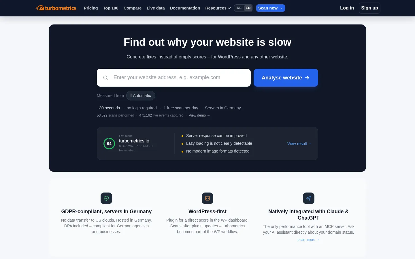 Screenshot https://turbometrics.io/