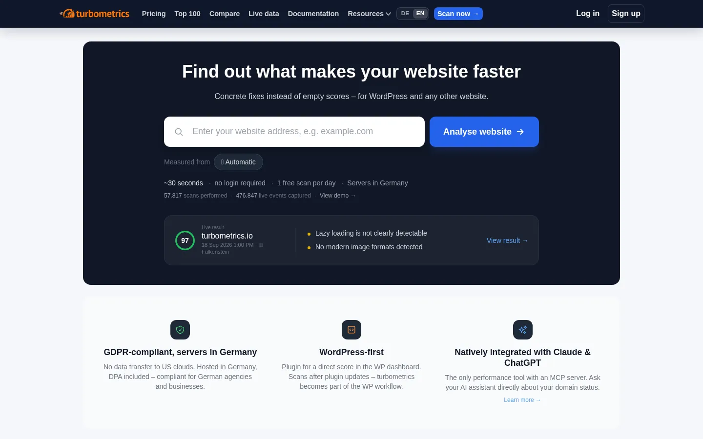 Screenshot https://turbometrics.io/