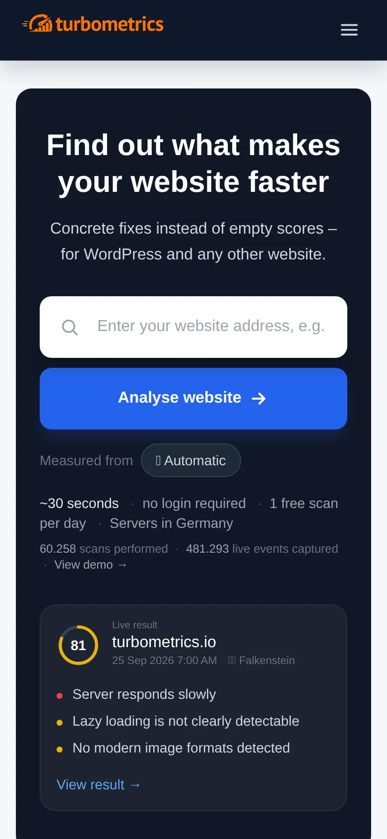 Screenshot https://turbometrics.io/