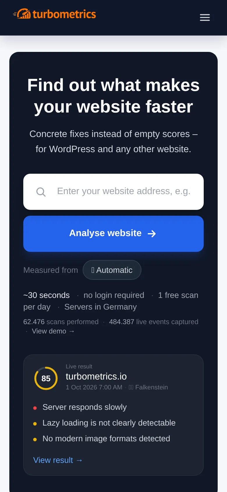 Screenshot https://turbometrics.io/