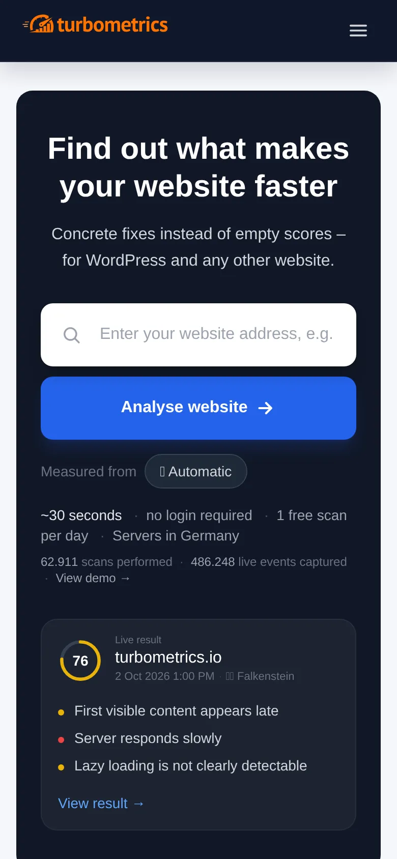 Screenshot https://turbometrics.io/