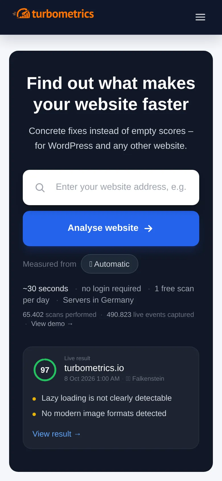 Screenshot https://turbometrics.io/