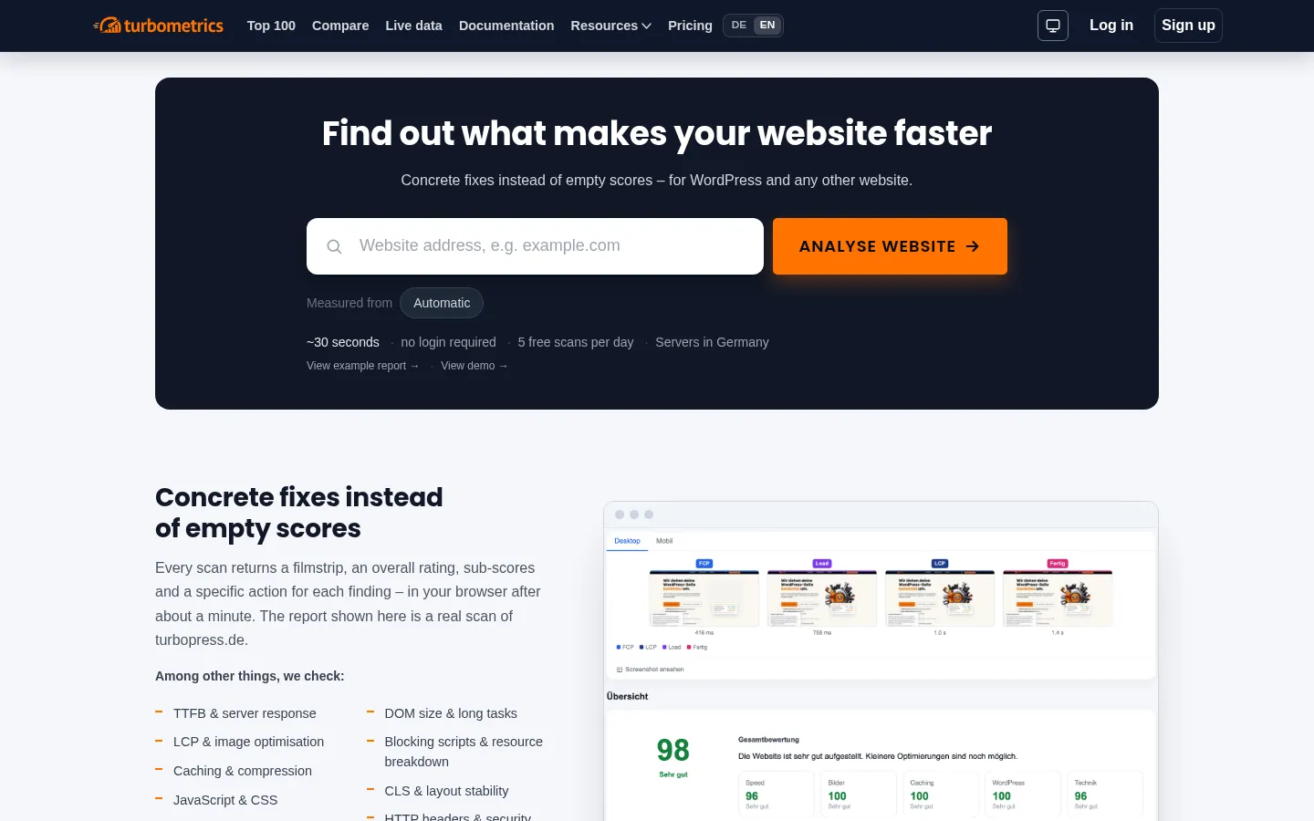 Screenshot https://turbometrics.io/